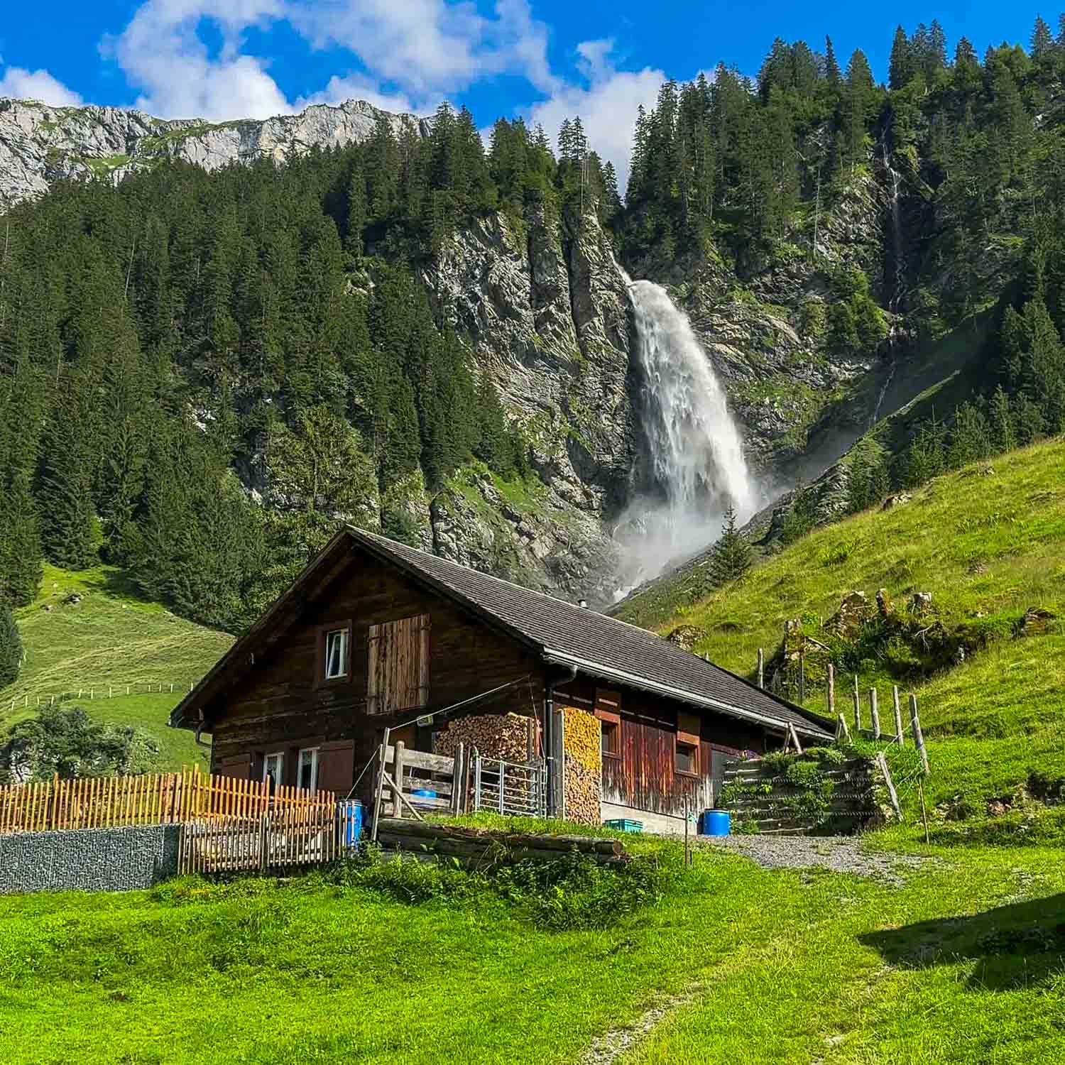 Alpine Hut Stäubi Falls — Switzerland